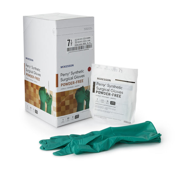McKesson Perry® Performance Plus Surgical Glove Size 7.5 Sterile Polychloroprene Standard Cuff Length Smooth Dark Green Chemo Tested (1044739_CS) 200/CS