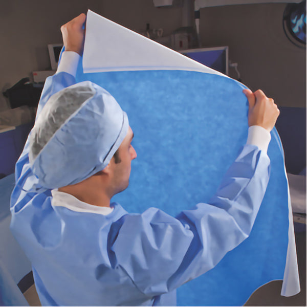 QUICK CHECK* H500 Sterilization Wrap White / Blue 54 X 54 Inch Dual Layer SMS Polypropylene Steam / EO Gas / Hydrogen Peroxide (809424_CS) 48/CS