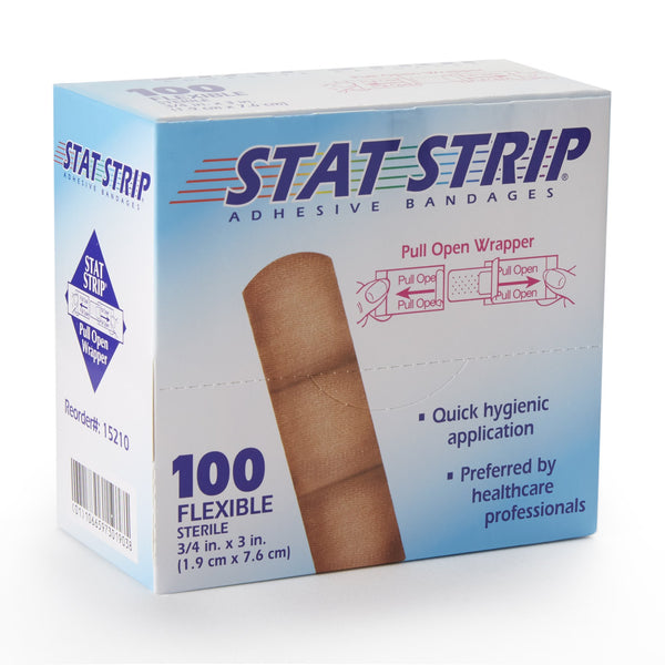 American® White Cross Stat Strip® Adhesive Strip 3/4 X 3 Inch Fabric Rectangle Tan Sterile (197057_CS) 1200/CS