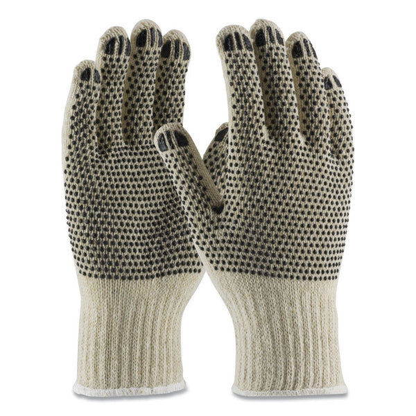 PIP PVC-Dotted Cotton/Polyester Work Gloves, Large, Gray/Black, 12 Pairs (PID36110PDDL)