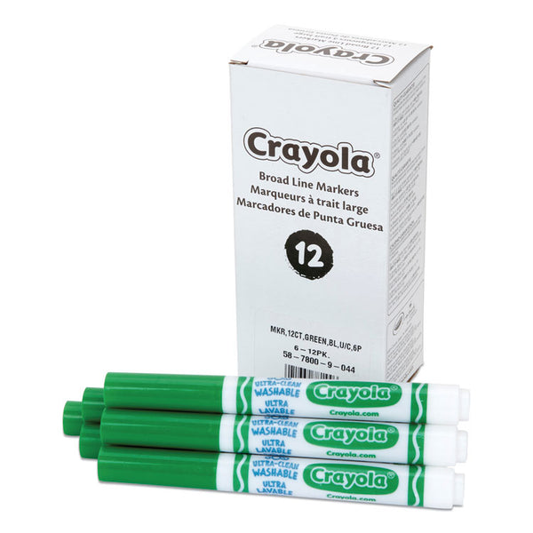 Crayola® Broad Line Washable Markers, Broad Bullet Tip, Green, 12/Box (CYO587800044)