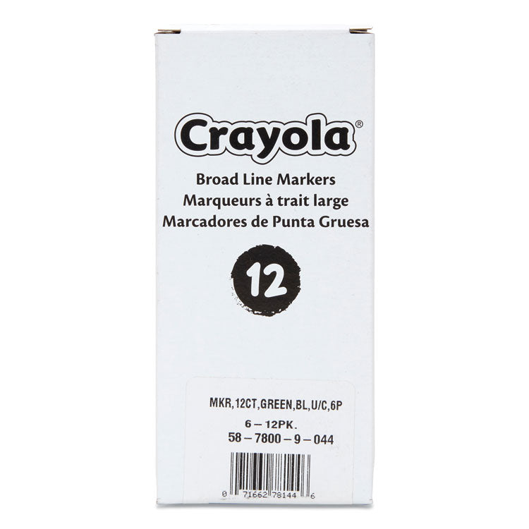Crayola® Broad Line Washable Markers, Broad Bullet Tip, Green, 12/Box (CYO587800044) Box of 12