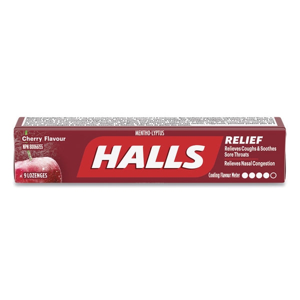 HALLS Mentho-Lyptus Cough and Sore Throat Lozenges, Cherry, 9/Pack, 20 Packs/Box (HLLAMC62476) Box of 20