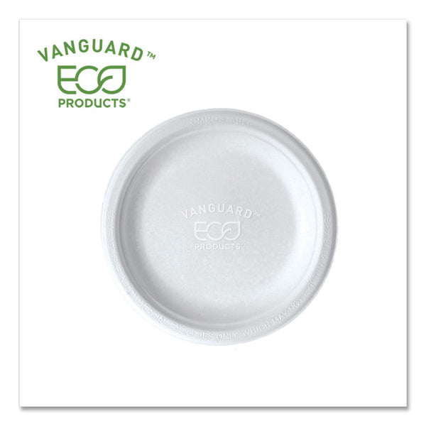 Eco-Products® Vanguard Renewable and Compostable Sugarcane Plates, 6" dia, White, 1,000/Carton (ECOEPP016NFA)