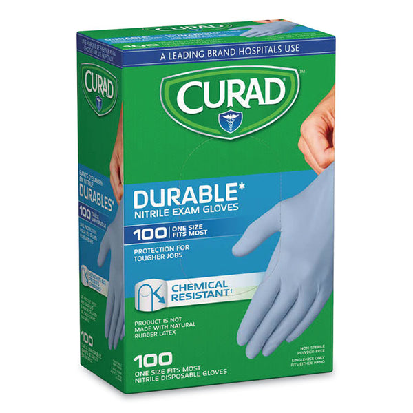 Curad® Powder-Free Nitrile Exam Gloves, One Size, Blue, 100/Box (MIICUR4145R) Box of 100