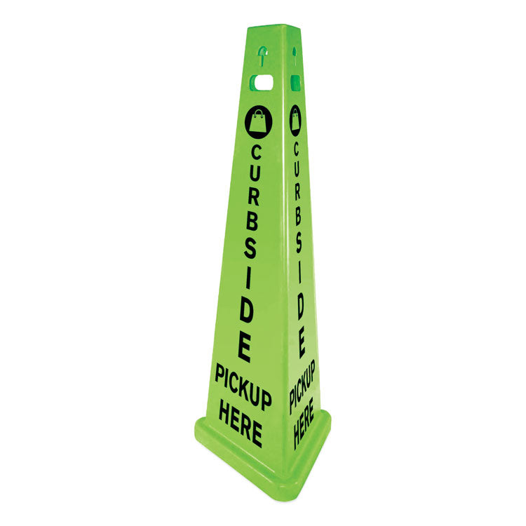 Impact TriVu 3-Sided Curbside Pickup Here Sign, Fluorescent Green, 14.75 x 12.7 x 40, Plastic (IMP9140PU) Each