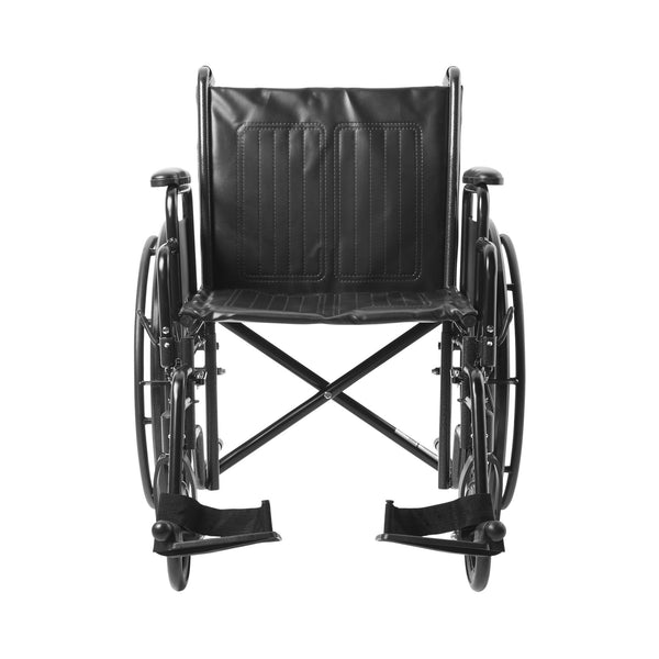 McKesson Wheelchair Dual Axle Desk Length Arm Swing-Away Footrest Black Upholstery 20 Inch Seat Width Adult 350 lbs. Weight Capacity (1065278_EA) 1/EA
