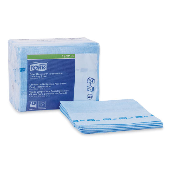 Tork® Small Pack Foodservice Cloth, 1-Ply, 11.75 x 14.75, Unscented, Blue with Blue Stripe, 50/Poly Pack, 4 Packs/Carton (TRK192292)