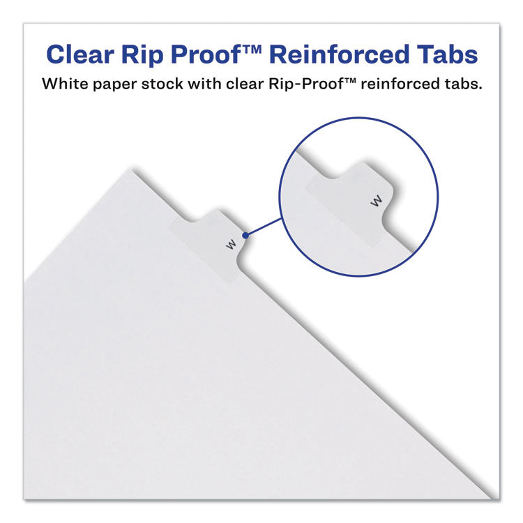 Avery&reg; Preprinted Legal Exhibit Side Tab Index Dividers, Allstate Style, 10-Tab, 7, 11 x 8.5, White, 25/Pack (AVE82205) Set of 25