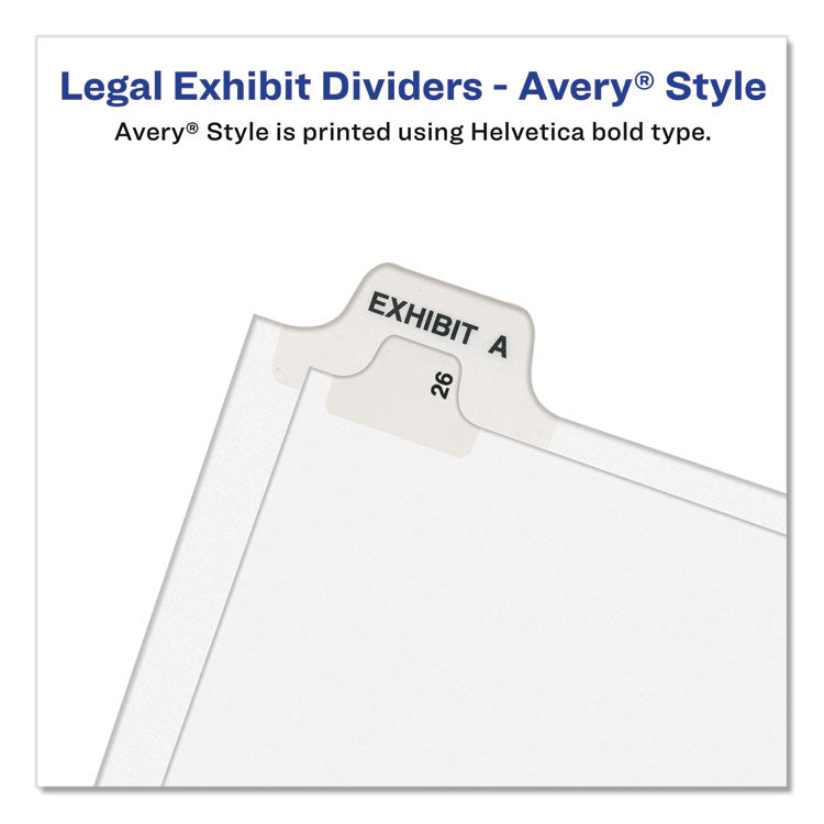 Avery® Preprinted Legal Exhibit Bottom Tab Index Dividers, Avery Style, 27-Tab, Exhibit A to Exhibit Z, 11 x 8.5, White, 1 Set (AVE11376)