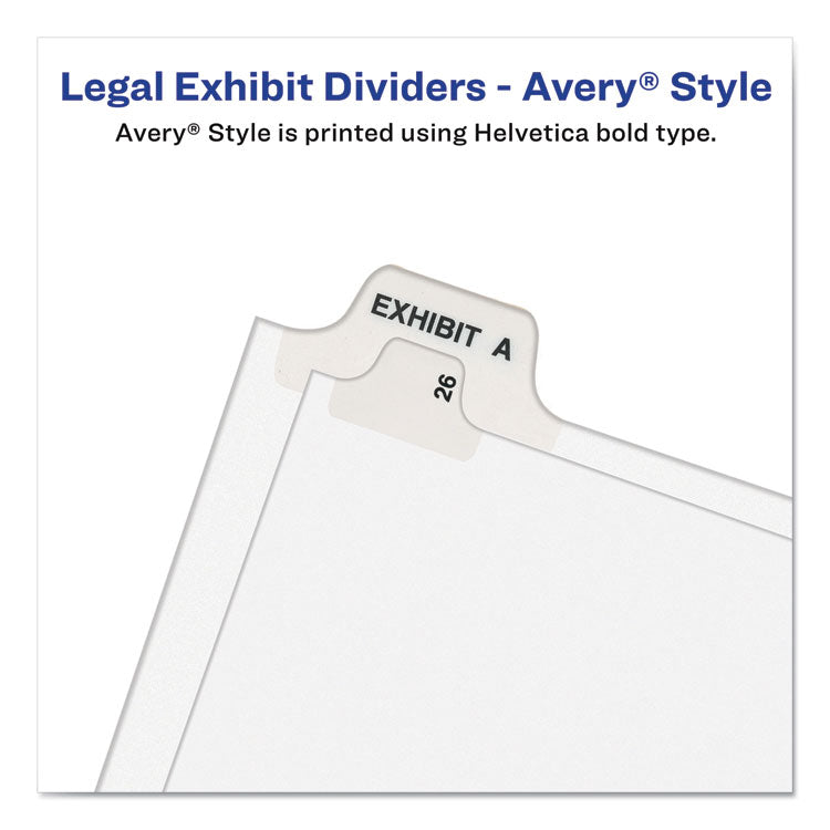 Avery® Preprinted Legal Exhibit Side Tab Index Dividers, Avery Style, 10-Tab, 10, 11 x 8.5, White, 25/Pack (AVE11920)