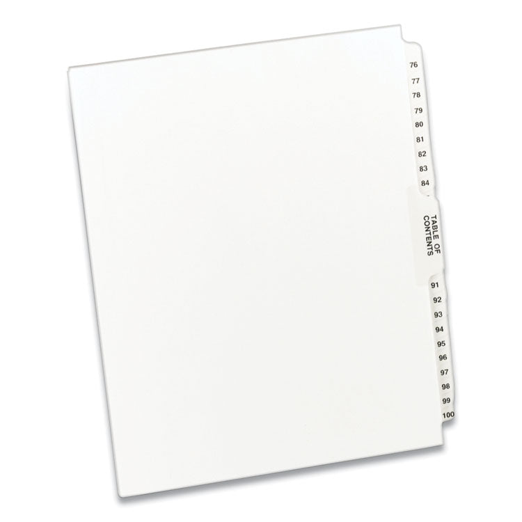 Avery® Preprinted Legal Exhibit Side Tab Index Dividers, Avery Style, 26-Tab, 76 to 100, 11 x 8.5, White, 1 Set (AVE11397)