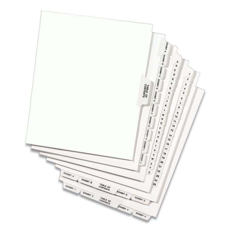 Avery® Preprinted Legal Exhibit Side Tab Index Dividers, Avery Style, 25-Tab, 76 to 100, 11 x 8.5, White, 1 Set, (1333) (AVE01333)