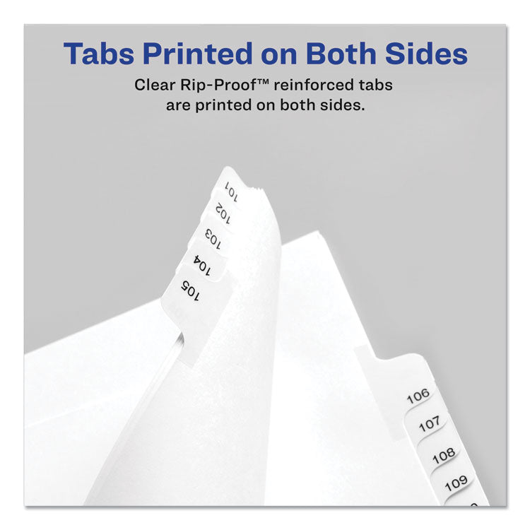Avery&reg; Preprinted Legal Exhibit Side Tab Index Dividers, Allstate Style, 10-Tab, 7, 11 x 8.5, White, 25/Pack (AVE82205) Set of 25