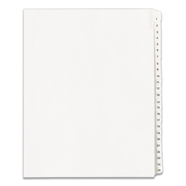 Avery® Preprinted Legal Exhibit Side Tab Index Dividers, Allstate Style, 25-Tab, 1 to 25, 11 x 8.5, White, 1 Set, (1701) (AVE01701)