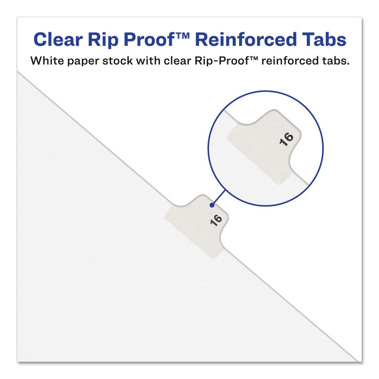 Avery® Preprinted Legal Exhibit Side Tab Index Dividers, Avery Style, 10-Tab, 1, 11 x 8.5, White, 25/Pack (AVE11911)