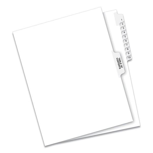 Avery® Preprinted Legal Exhibit Side Tab Index Dividers, Avery Style, 11-Tab, 1 to 10, 11 x 8.5, White, 1 Set (AVE11381)