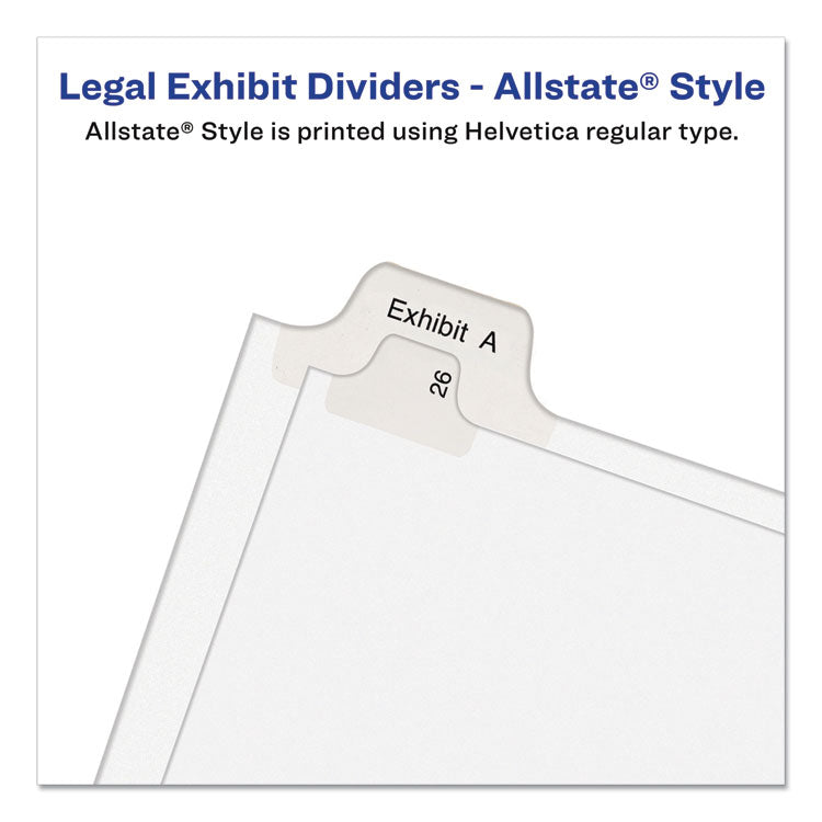 Avery&reg; Preprinted Legal Exhibit Side Tab Index Dividers, Allstate Style, 10-Tab, 25, 11 x 8.5, White, 25/Pack (AVE82223) Set of 25