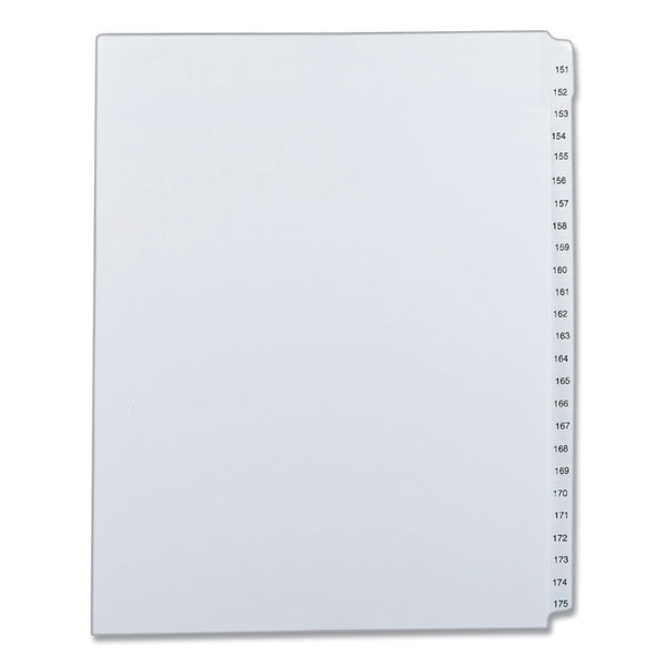 Avery® Preprinted Legal Exhibit Side Tab Index Dividers, Allstate Style, 25-Tab, 151 to 175, 11 x 8.5, White, 1 Set (AVE82189)