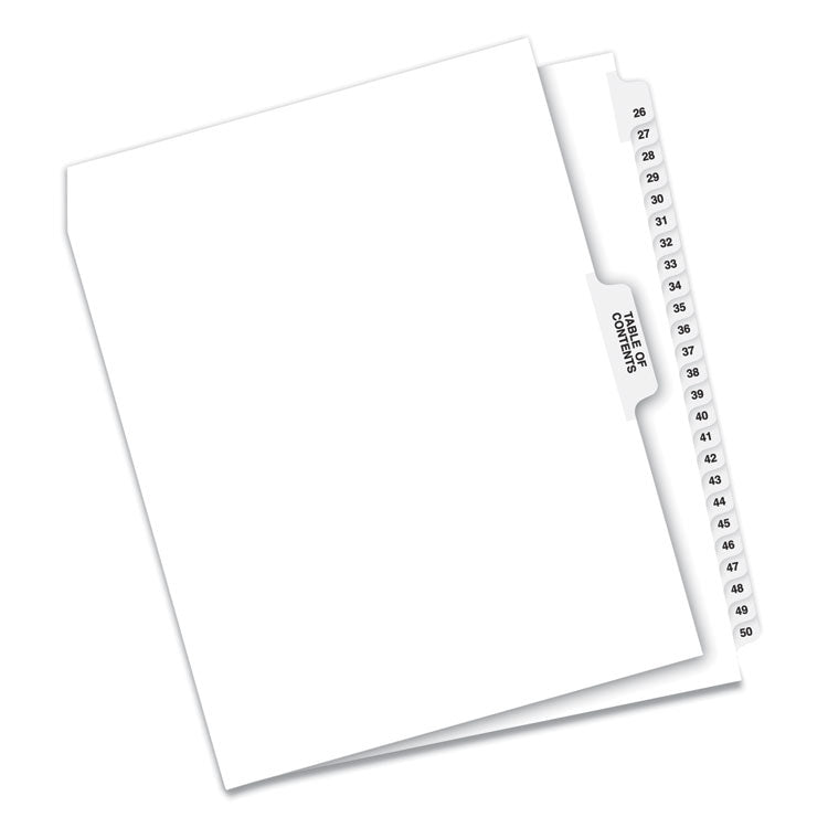 Avery® Preprinted Legal Exhibit Side Tab Index Dividers, Avery Style, 26-Tab, 26 to 50, 11 x 8.5, White, 1 Set (AVE11372) Set of 26