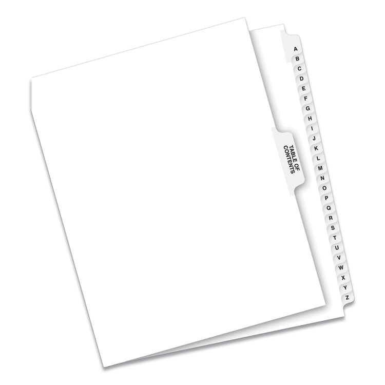 Avery® Preprinted Legal Exhibit Side Tab Index Dividers, Avery Style, 27-Tab, A to Z, 11 x 8.5, White, 1 Set (AVE11374)