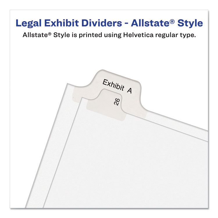Avery® Preprinted Legal Exhibit Side Tab Index Dividers, Allstate Style, 10-Tab, 5, 11 x 8.5, White, 25/Pack (AVE82203)