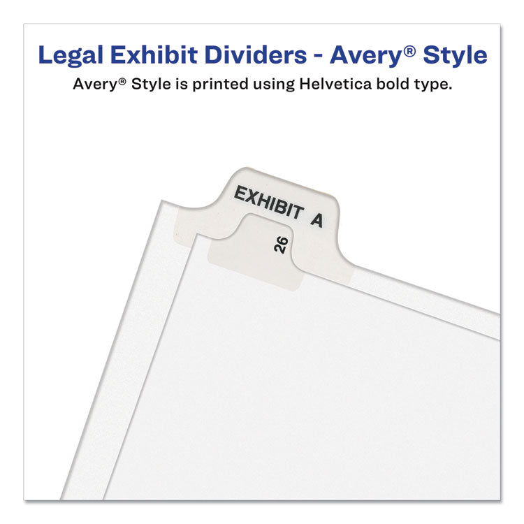 Avery® Preprinted Legal Exhibit Side Tab Index Dividers, Avery Style, 25-Tab, 1 to 25, 11 x 8.5, White, 1 Set, (1330) (AVE01330)