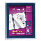 Avery® Flexi-View Six-Pocket Polypropylene Organizer, 150-Sheet Capacity, 11 x 8.5, Translucent/Navy (AVE47696)