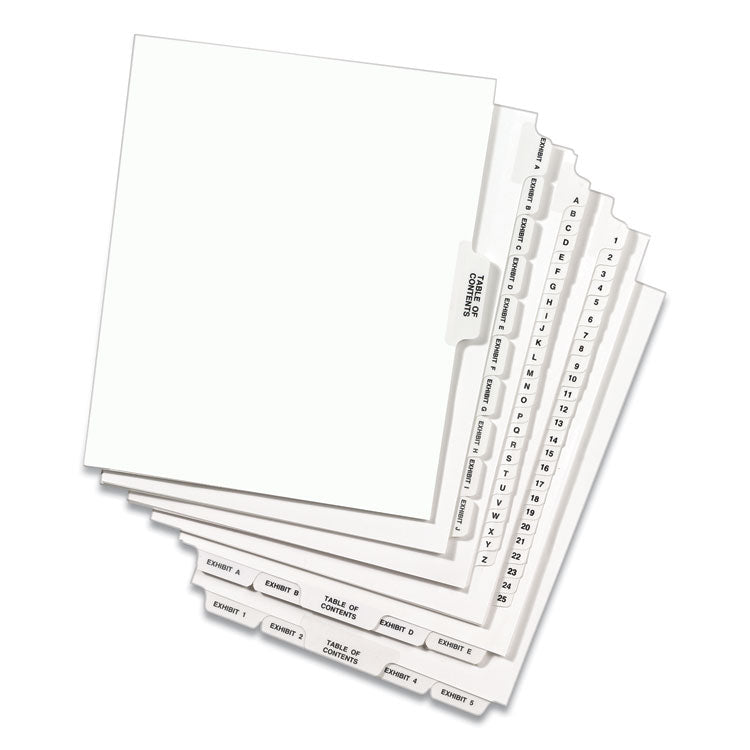 Avery® Preprinted Legal Exhibit Side Tab Index Dividers, Avery Style, 25-Tab, 1 to 25, 11 x 8.5, White, 1 Set (AVE11370)