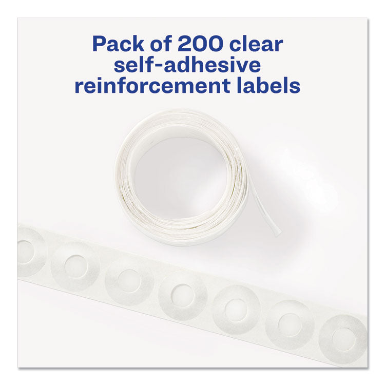 Avery® Dispenser Pack Hole Reinforcements, 0.25" Dia, Clear, 200/Pack, (5721) (AVE05721)