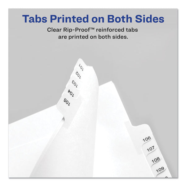 Avery® Preprinted Legal Exhibit Side Tab Index Dividers, Allstate Style, 10-Tab, 4, 11 x 8.5, White, 25/Pack (AVE82202)