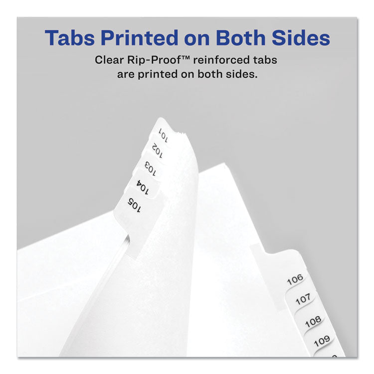 Avery® Preprinted Legal Exhibit Side Tab Index Dividers, Allstate Style, 25-Tab, 51 to 75, 11 x 8.5, White, 1 Set, (1703) (AVE01703)