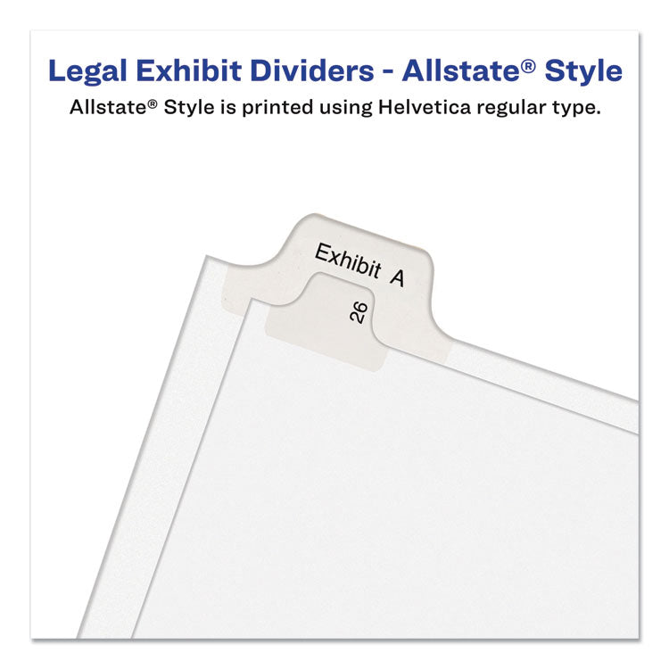 Avery® Preprinted Legal Exhibit Side Tab Index Dividers, Allstate Style, 25-Tab, 51 to 75, 11 x 8.5, White, 1 Set, (1703) (AVE01703)