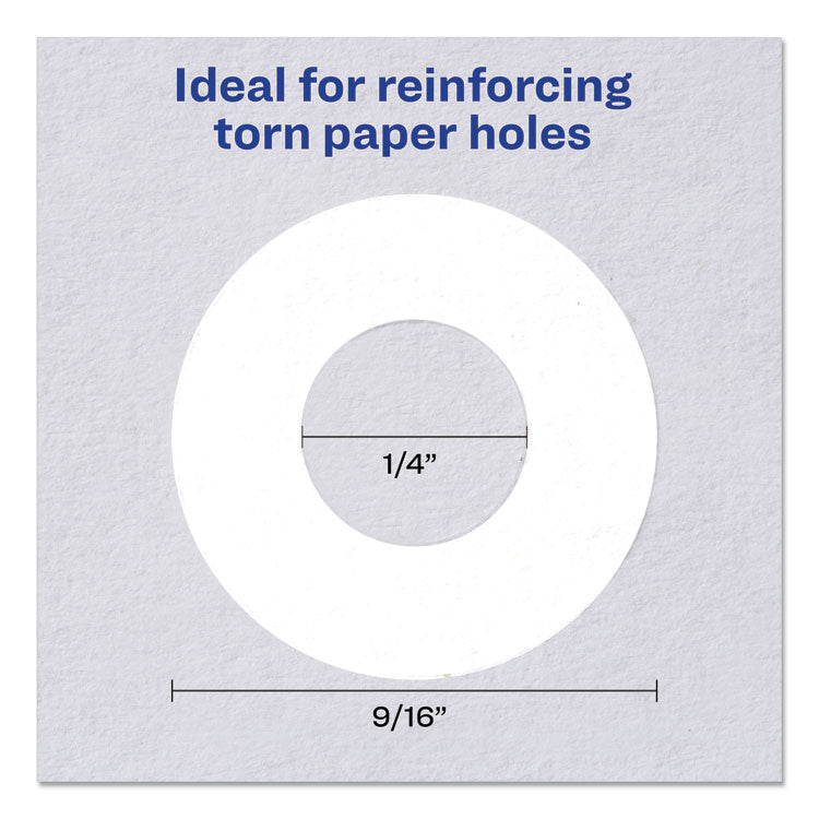 Avery® Dispenser Pack Hole Reinforcements, 0.25" Dia, White, 200/Pack, (5729) (AVE05729)