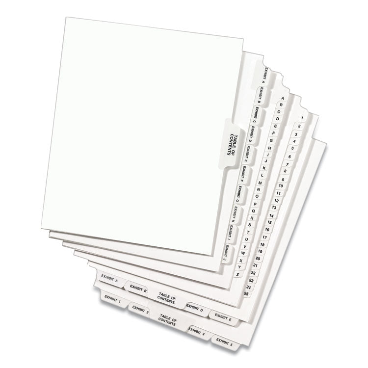 Avery® Preprinted Legal Exhibit Side Tab Index Dividers, Avery Style, 26-Tab, A to Z, 11 x 8.5, White, 1 Set, (1400) (AVE01400)