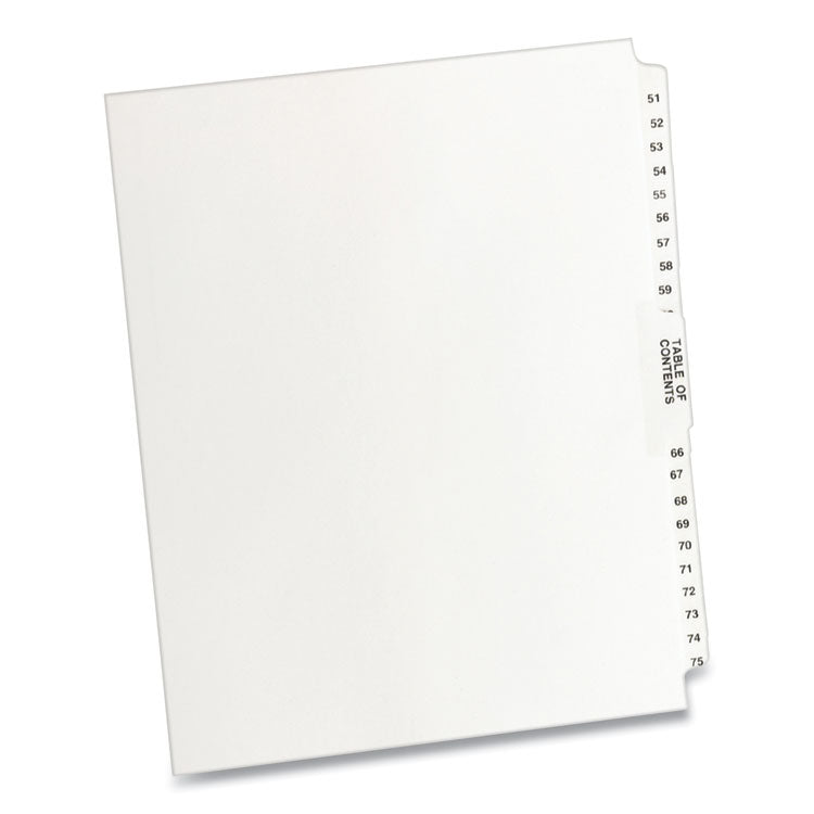 Avery® Preprinted Legal Exhibit Side Tab Index Dividers, Avery Style, 26-Tab, 51 to 75, 11 x 8.5, White, 1 Set (AVE11396)