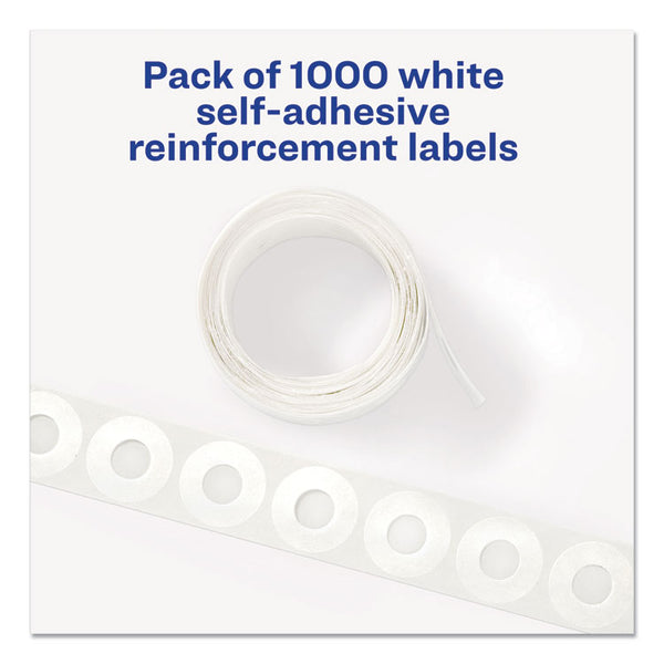 Avery® Dispenser Pack Hole Reinforcements, 0.25" Dia, White, 1,000/Pack, (5720) (AVE05720)