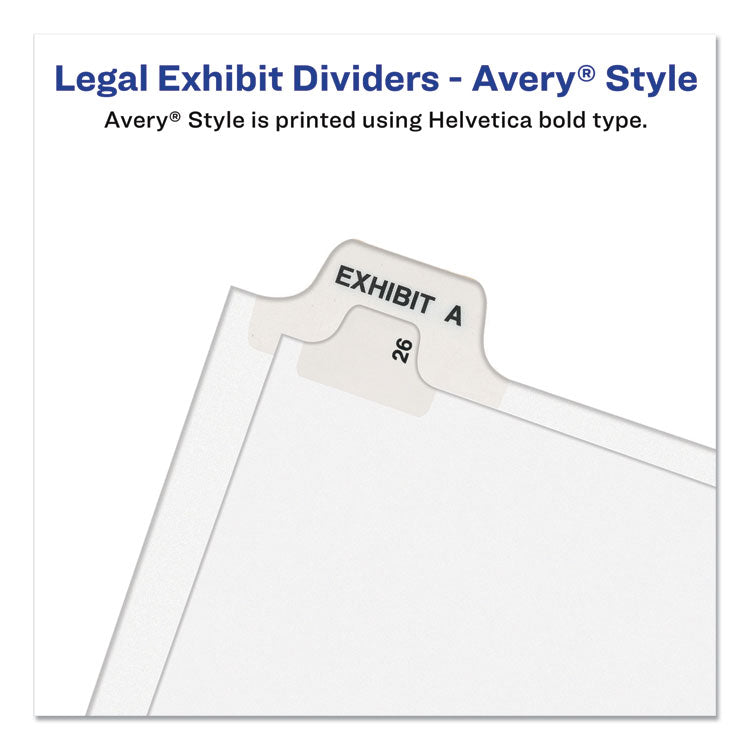 Avery® Preprinted Legal Exhibit Side Tab Index Dividers, Avery Style, 25-Tab, 51 to 75, 11 x 8.5, White, 1 Set, (1332) (AVE01332)