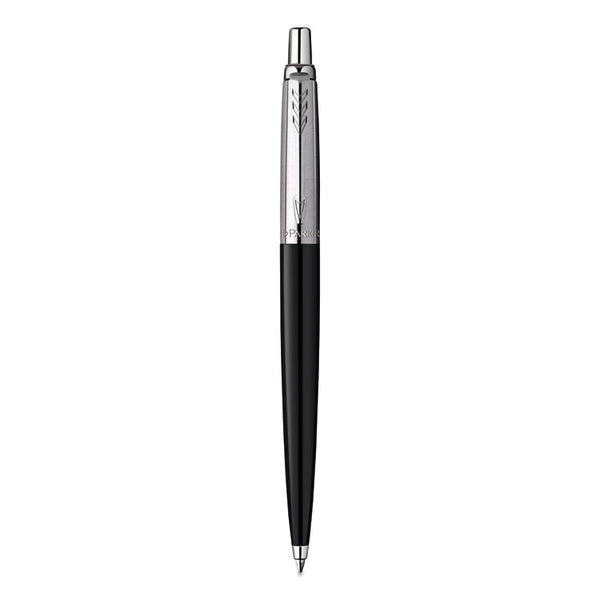 Parker® Jotter Ballpoint Pen, Retractable, Medium 0.7 mm, Blue Ink, Black/Chrome Barrel (PAR2096873)