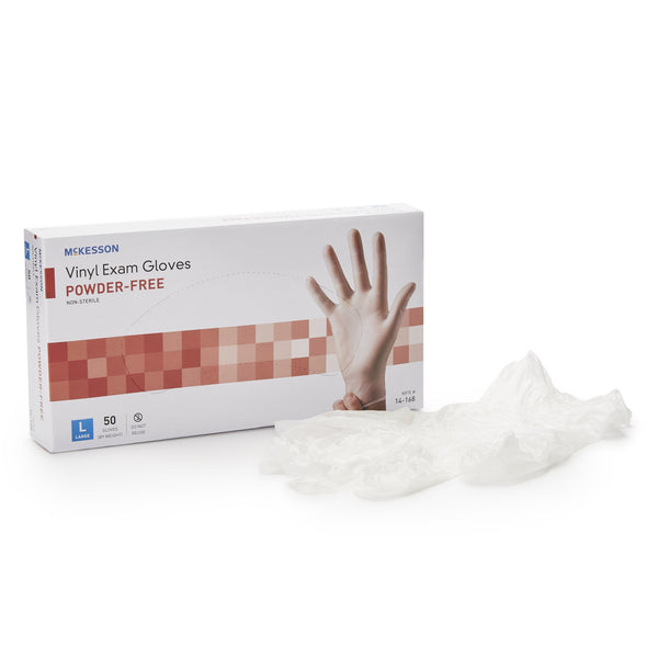 McKesson Confiderm® Exam Glove Large NonSterile Vinyl Standard Cuff Length Smooth Clear Not Rated (871024_CS) 1000/CS