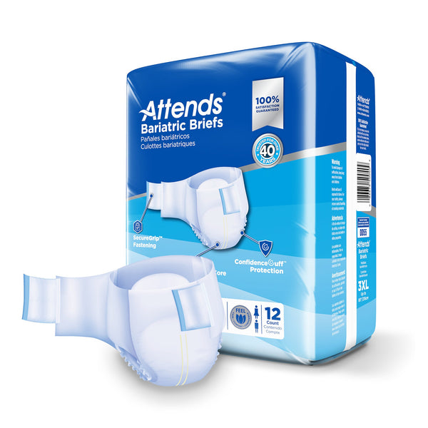 Attends® Bariatric Unisex Adult Incontinence Brief 3X-Large Disposable Heavy Absorbency (1247855_BG) 12/BG