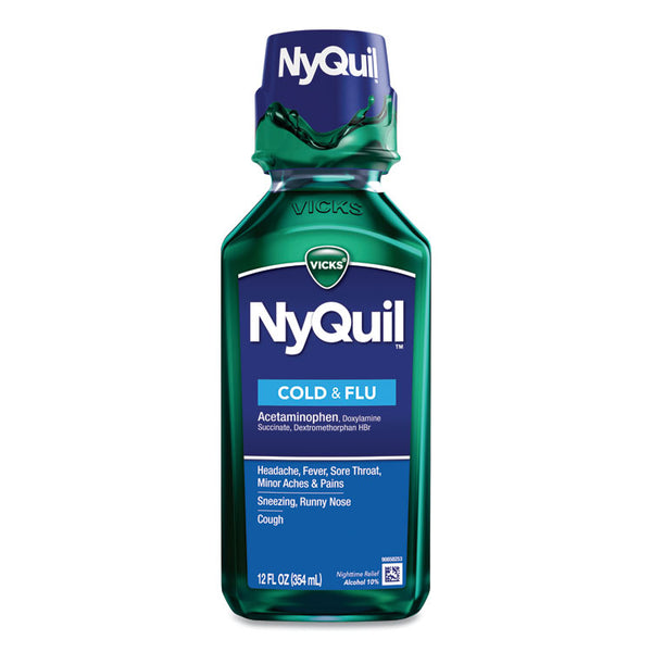 Vicks® NyQuil Cold and Flu Nighttime Liquid, 12 oz Bottle, 12/Carton (PGC01426)