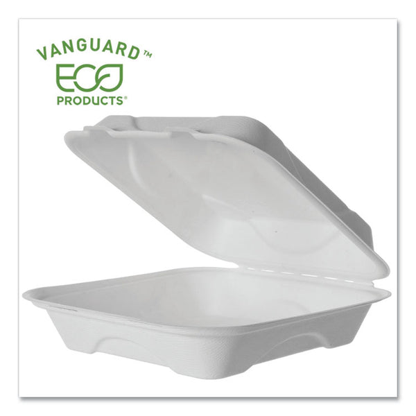 Eco-Products® Vanguard Renewable and Compostable Sugarcane Clamshells, 1-Compartment, 9 x 9 x 3, White, 200/Carton (ECOEPHC91NFA) Case Of 200