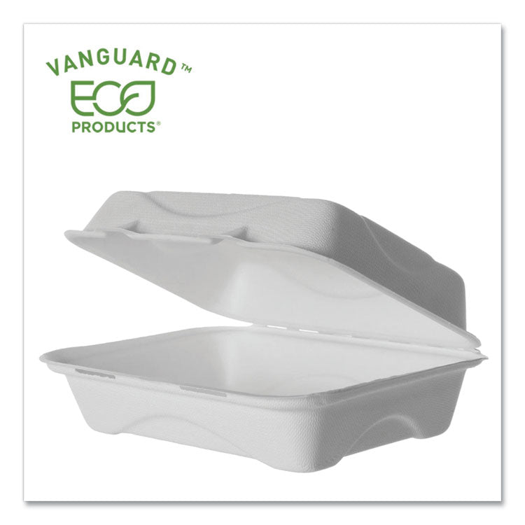 Eco-Products® Vanguard Renewable and Compostable Sugarcane Clamshells, 1-Compartment, 9 x 6 x 3, White, 250/Carton (ECOEPHC96NFA) Case Of 250