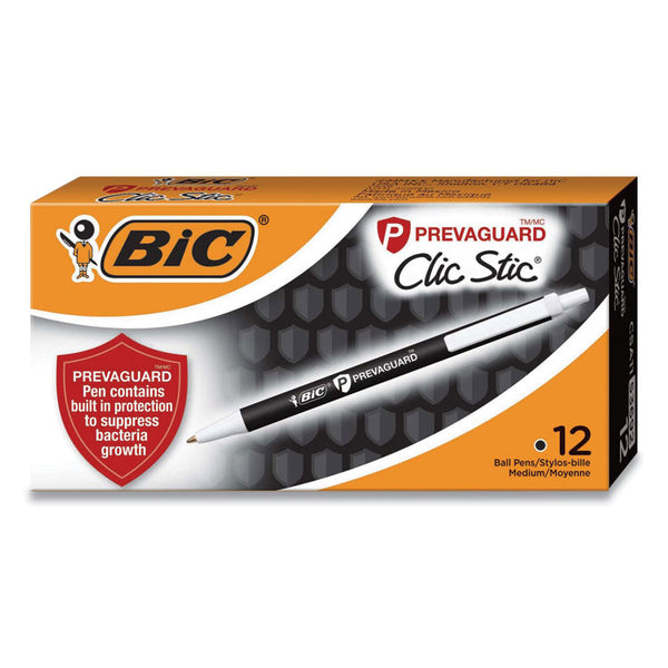 BIC® PrevaGuard Ballpoint Pen, Retractable, Medium 1 mm, Black Ink, Black Barrel (BICCSA11BK)