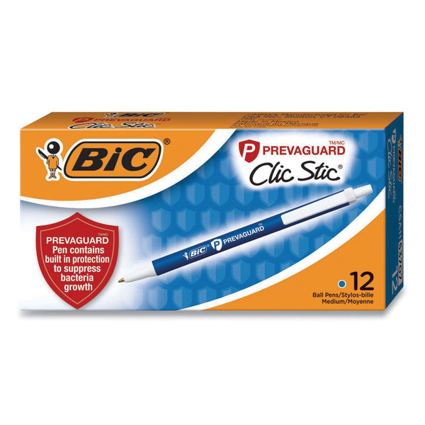 BIC PrevaGuard Retractable Ballpoint Pen, Medium 1 mm, Blue Ink/Barrel, Dozen (BICCSA11BE)