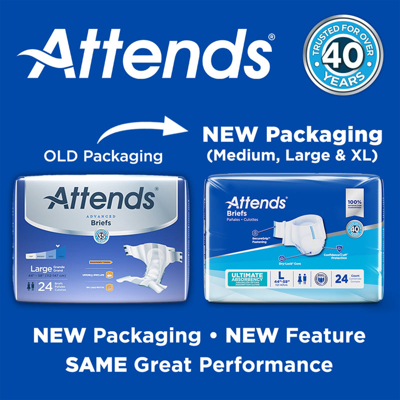 Attends® Advanced Unisex Adult Incontinence Brief Regular Disposable Heavy Absorbency (950224_CS) 80/CS