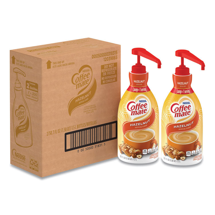 Coffee mate® Liquid Coffee Creamer, Hazelnut, 1.5 Liter Pump Bottle, 2/Carton (NES31831CT) Case of 2