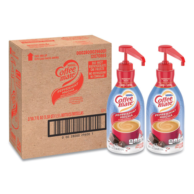 Coffee mate® Liquid Creamer Pump Bottle, Peppermint Mocha, 1.5 L, 2/Carton (NES29600CT)