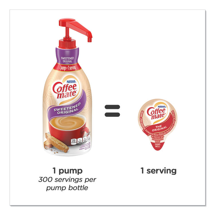 Coffee mate® Liquid Coffee Creamer, Sweetened Original, 1.5 Liter Pump Bottle, 2/Carton (NES13799CT) Case of 2
